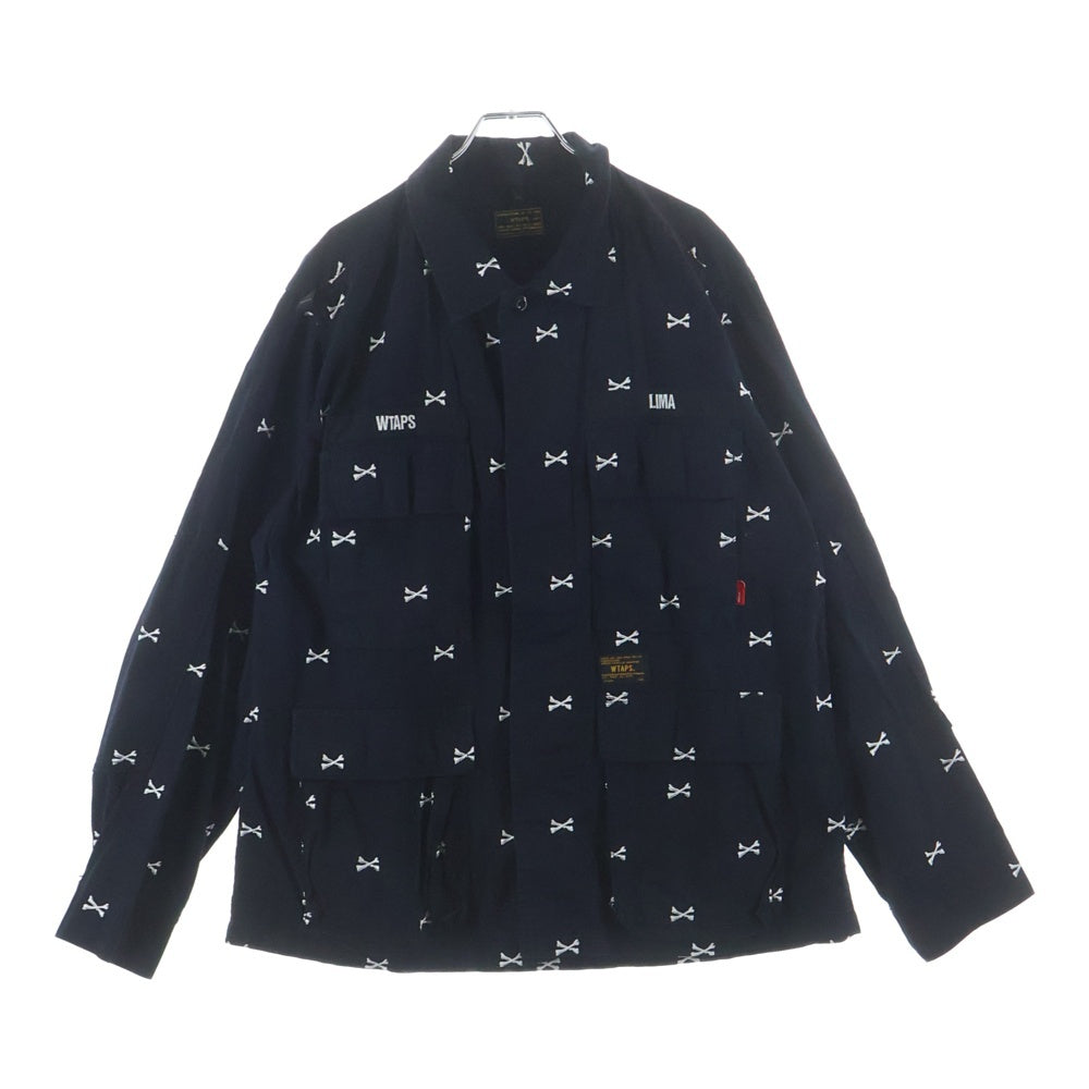 WTAPS(ダブルタップス) 16AW ×VANS VAULT JUNGLE LS 161GWVND-SHM03 ボーン刺繍 ジャングル ミリタリーシャツジャケット ブラック