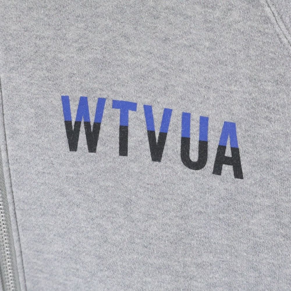 WTAPS(ダブルタップス) WTVUA HOODY フロントプリント スウェット ジップアップパーカー グレー