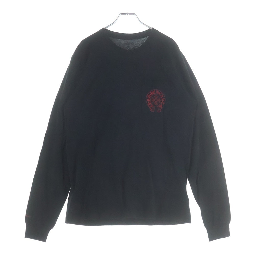CHROME HEARTS(クロムハーツ) CH L/S T-SHIRT STAFF ホースシュープリント スタッフ 長袖Tシャツ ロンT ブラック/レッド