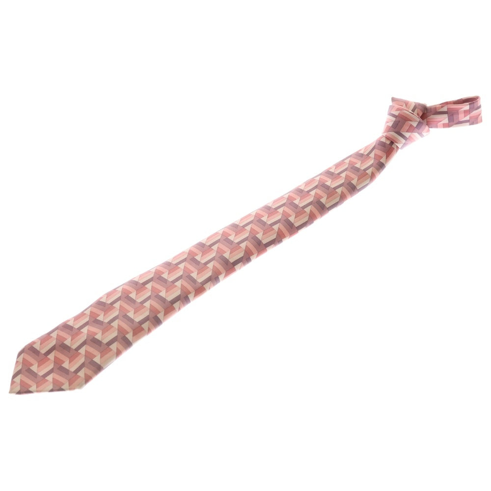 HERMES(エルメス) Silk Tie 総柄 シルクネクタイ ピンク