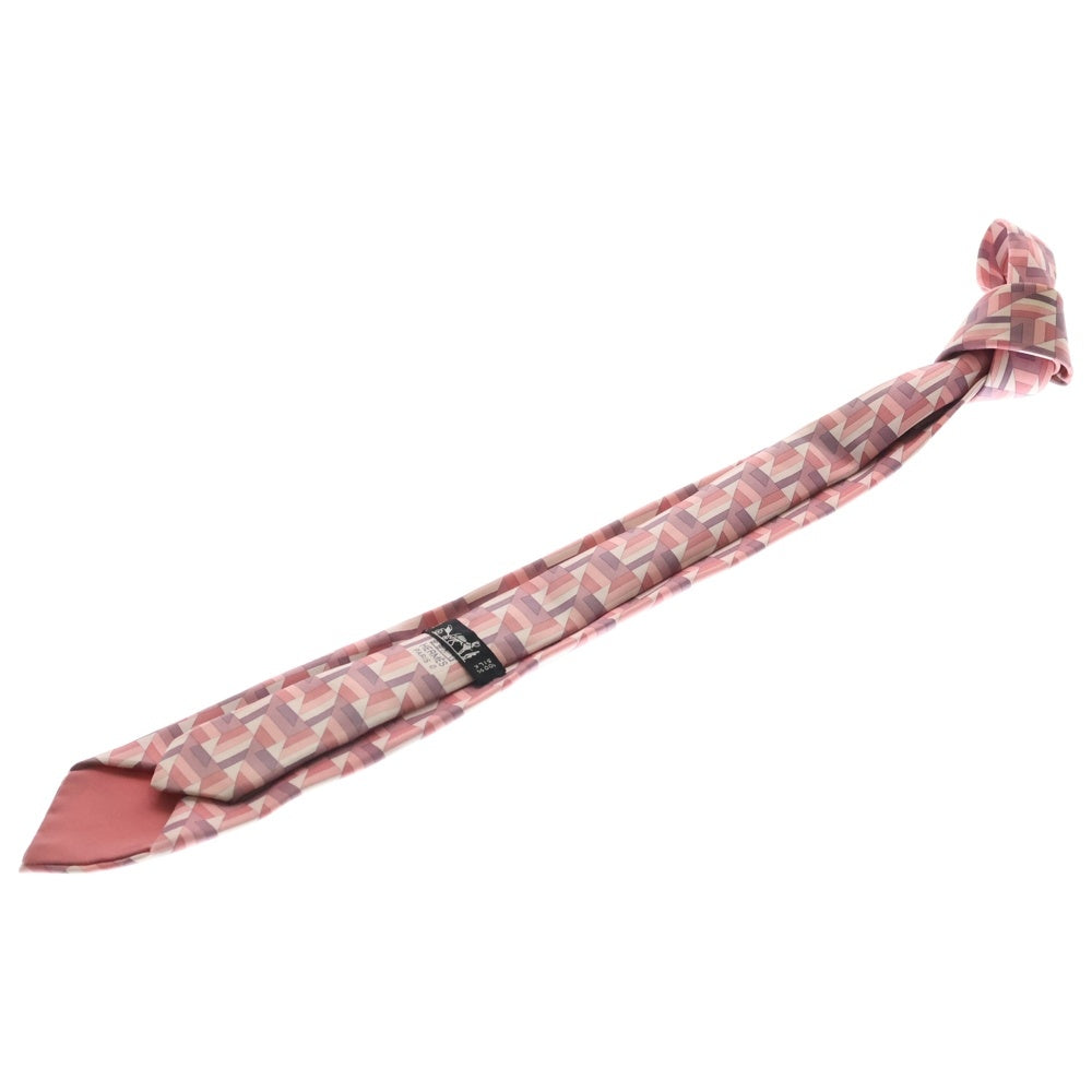 HERMES(エルメス) Silk Tie 総柄 シルクネクタイ ピンク