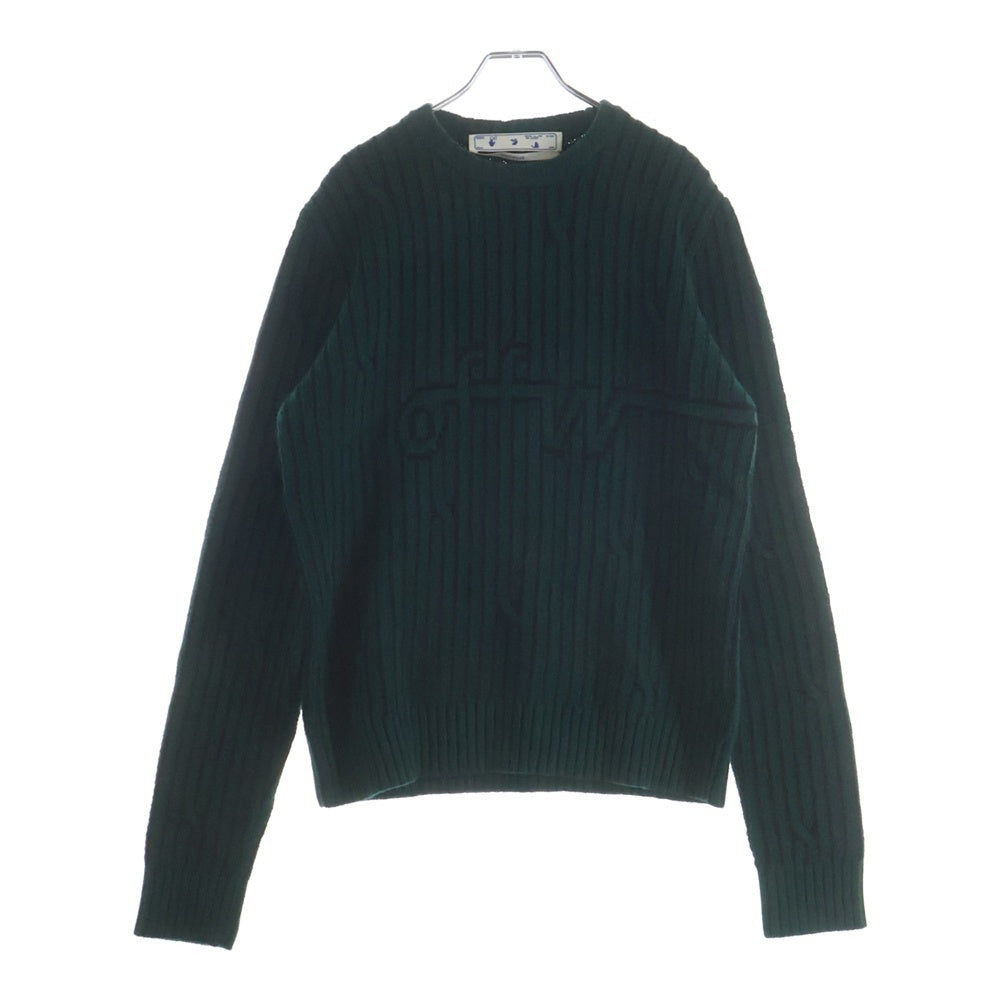 OFF-WHITE オフホワイト 20AW Cable Knit Sweater クルーネック ケーブルニットセーター グリーン OMHE043E20KNI001 OFF-WHITE(オフホワイト) 20AW Cable Knit Sweater クルーネック