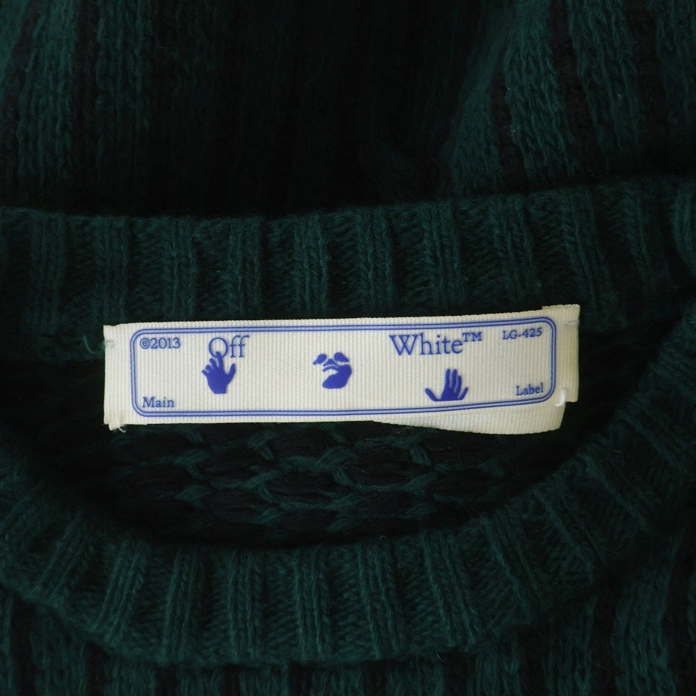 OFF-WHITE(オフホワイト) 20AW Cable Knit Sweater クルーネック ケーブルニットセーター グリーン OMHE043E20KNI001