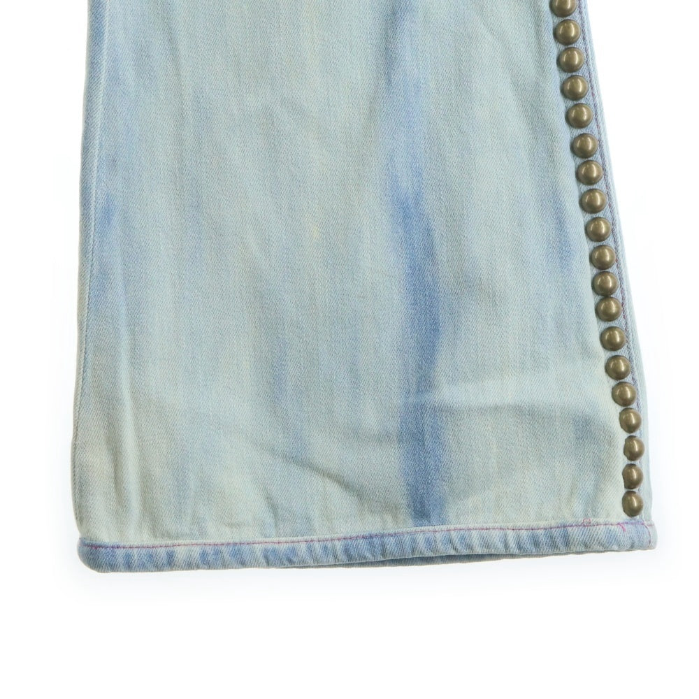 GUCCI(グッチ) Studded Denim Pants 花柄 ロゴ刺繍 スタッズフレアデニムパンツ インディゴ 471923 XR548