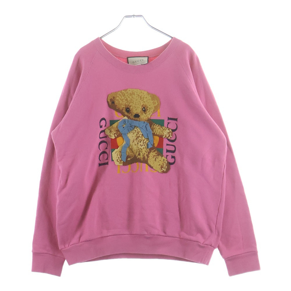 GUCCI(グッチ) Teddy Bear Sweatshirt テディベア クルーネックスウェットトレーナー ピンク 489677 X9N17