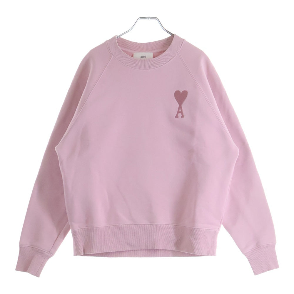 AMI Alexandre Mattiussi(アミアレクサンドルマテュッシ) Sweatshirt ハートロゴ刺繍 クルーネックスウェットトレーナー ピンク E22USW002.747