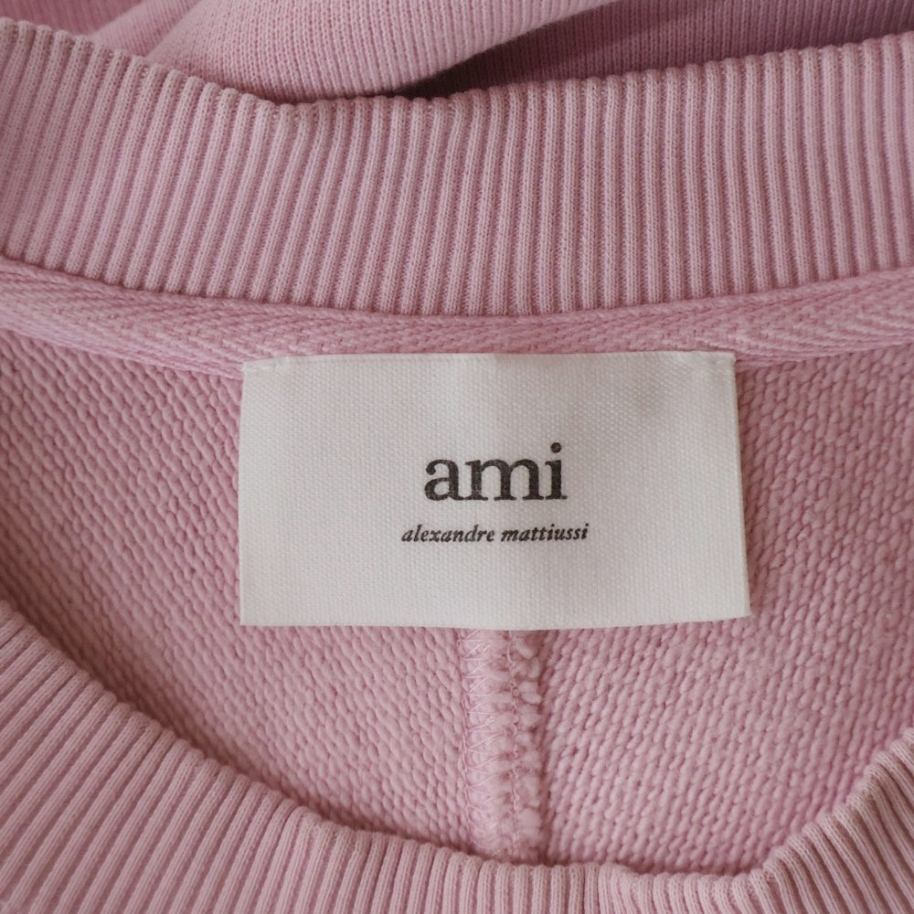 AMI Alexandre Mattiussi(アミアレクサンドルマテュッシ) Sweatshirt ハートロゴ刺繍 クルーネックスウェットトレーナー ピンク E22USW002.747