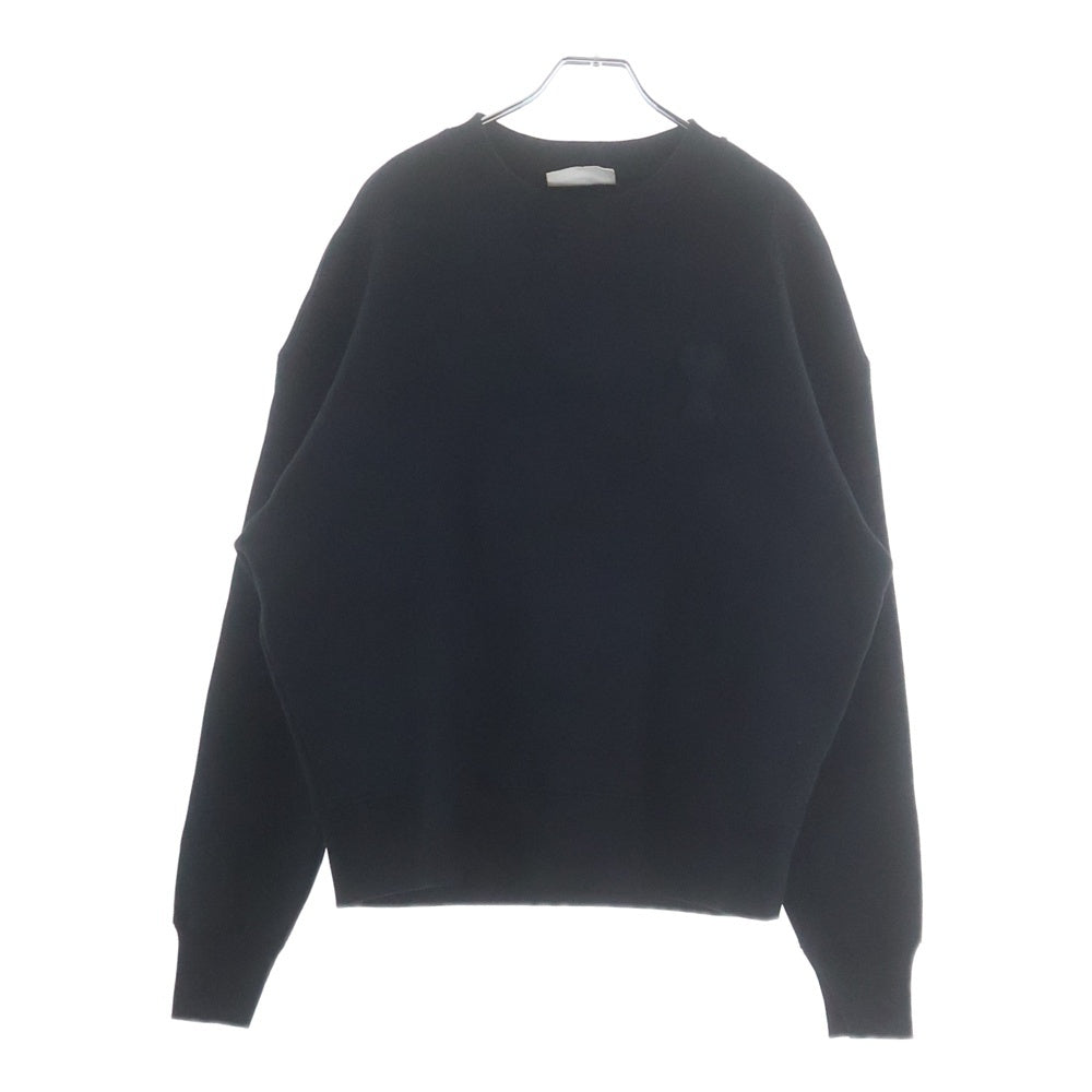 AMI Alexandre Mattiussi(アミアレクサンドルマテュッシ) Sweatshirt ハートロゴ刺繍 クルーネックスウェットトレーナー ブラック H21HJ047.749