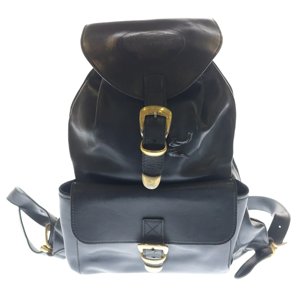 GIANNI VERSACE(ジャンニ ヴェルサーチ) VINTAGE Backpack メデューサロゴ レザーリュックサック バックパック ブラック