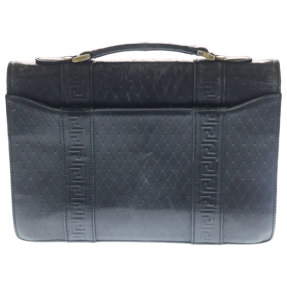 GIANNI VERSACE(ジャンニ ヴェルサーチ) 80S VINTAGE Briefcase メデューサロゴ レザーブリーフケース ハンドバッグ ブラック レディース