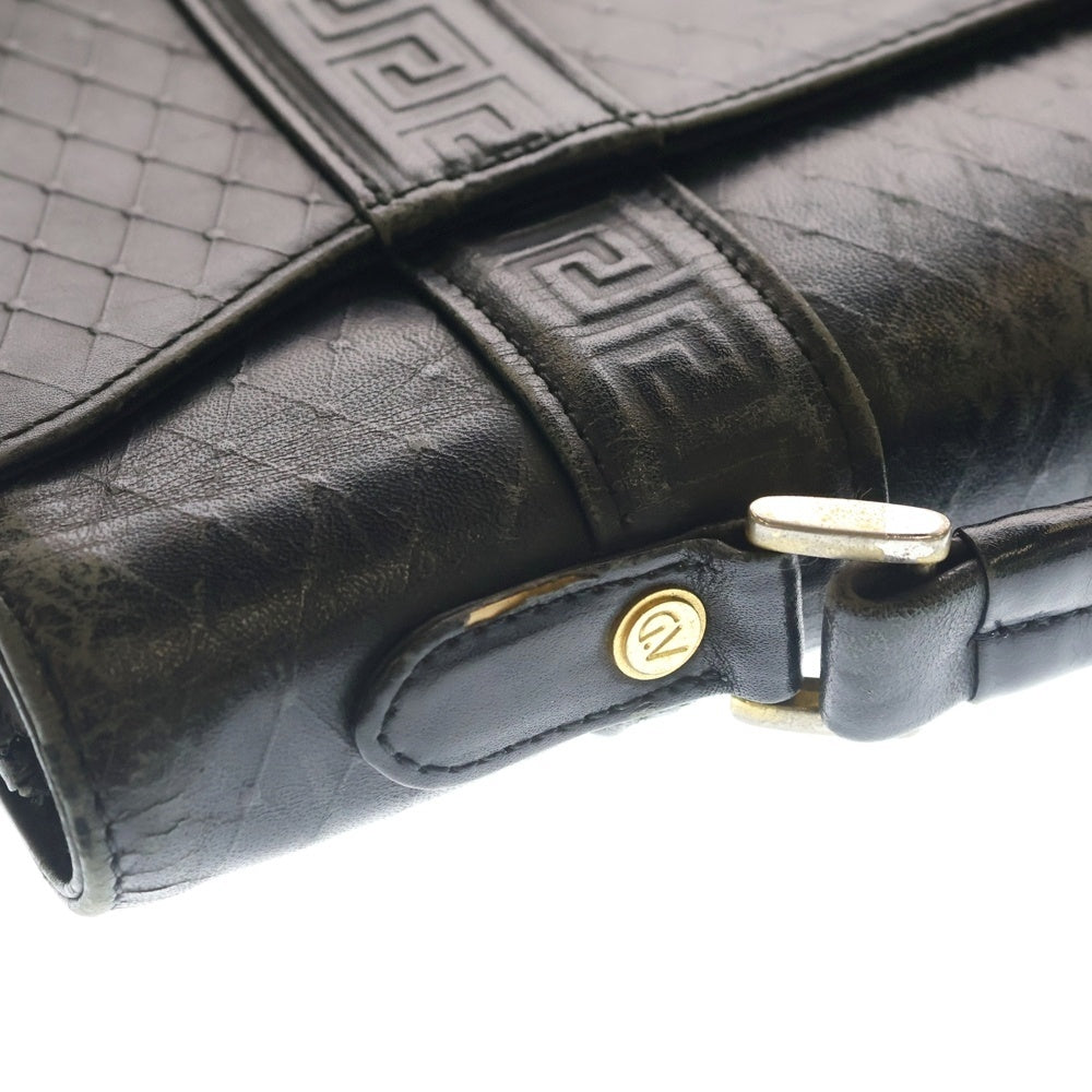 GIANNI VERSACE(ジャンニ ヴェルサーチ) 80S VINTAGE Briefcase メデューサロゴ レザーブリーフケース ハンドバッグ ブラック レディース