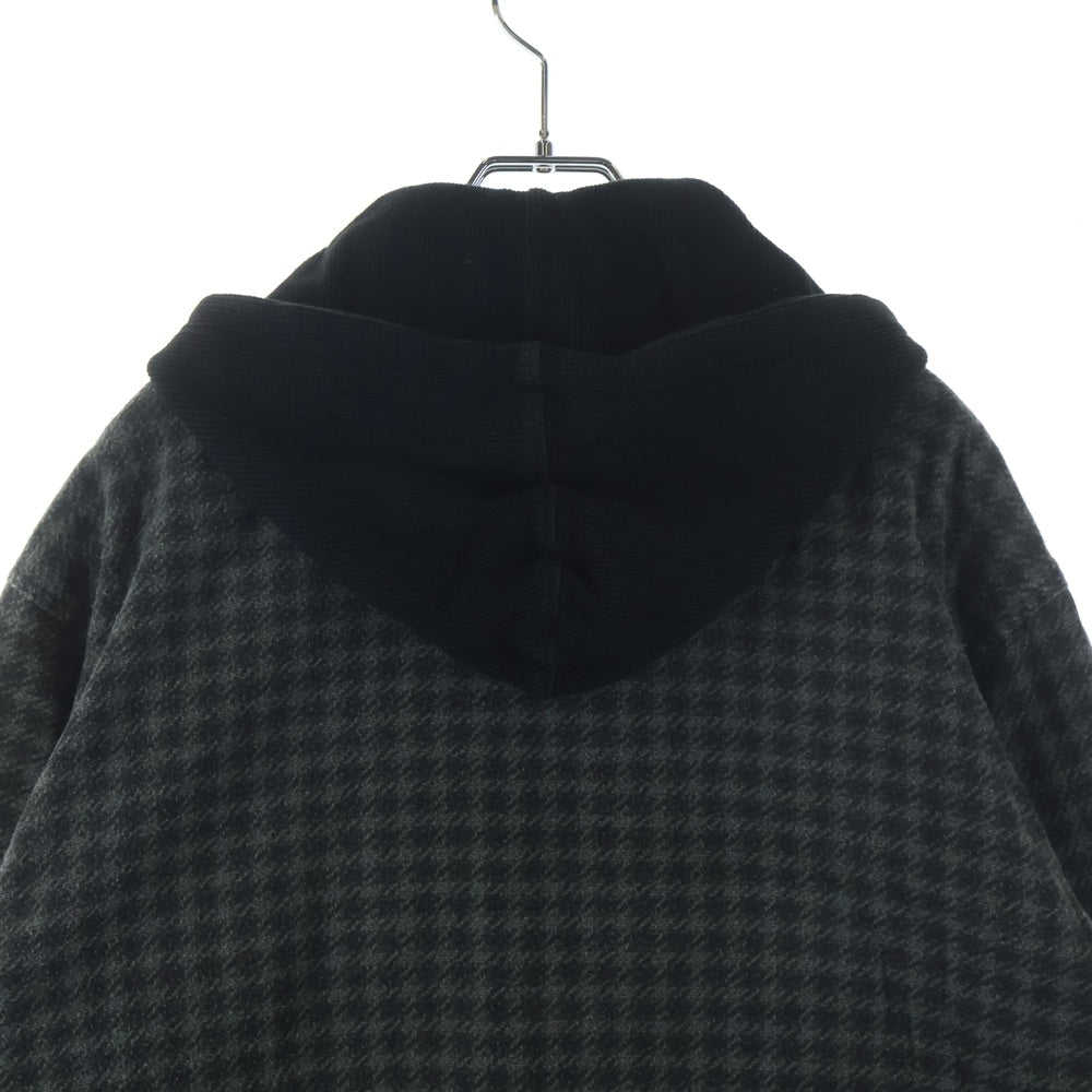 SUPREME(シュプリーム) 22AW Houndstooth Flannel Hooded Shirt ハウンズトゥース フランネル長袖チェックシャツ フーディー グレー