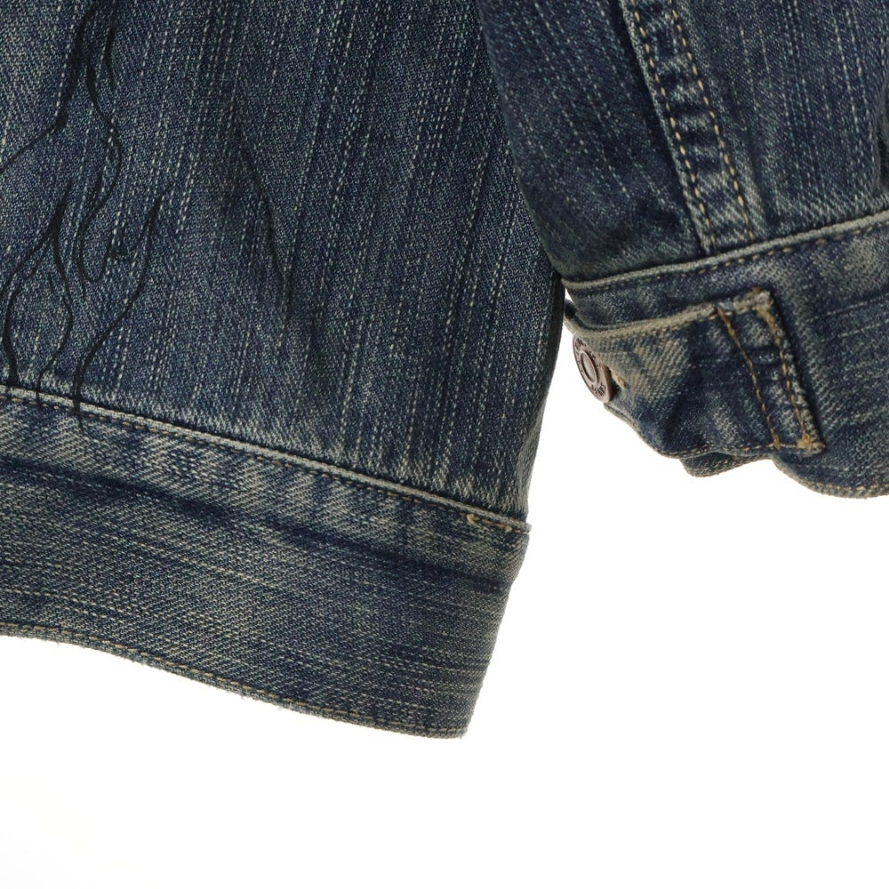 BALENCIAGA(バレンシアガ) Distressed Graffiti Decoration Denim Jacket ダメージ加工 スパンコール装飾 グラフィティデニムジャケット インディゴ