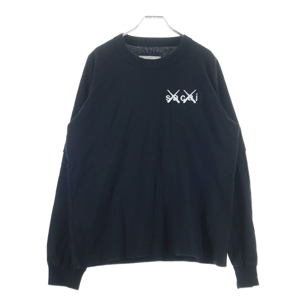 Sacai(サカイ) 21AW KAWS Embroidery L/S T-Shirt カウズ ロゴ刺繍 長袖Tシャツ ロンT ブラック 21-0284S