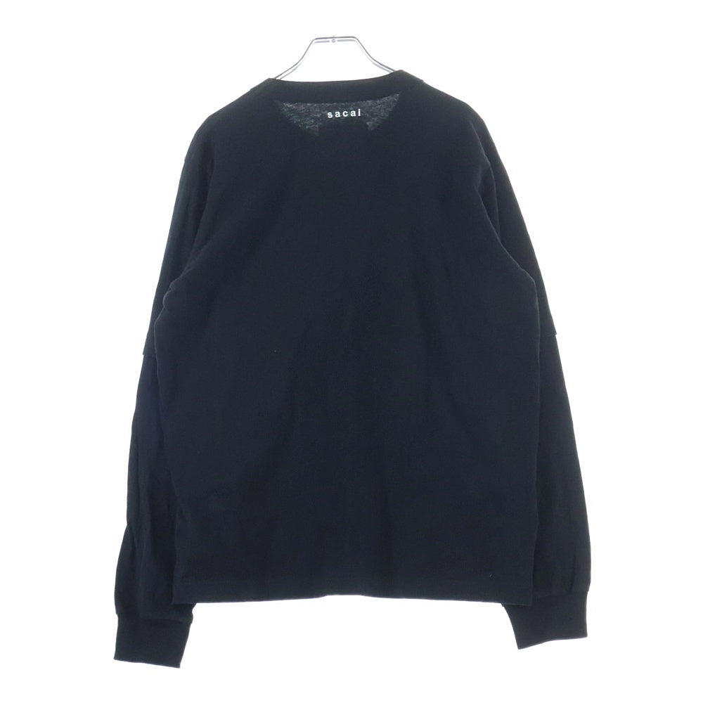 Sacai(サカイ) 21AW KAWS Embroidery L/S T-Shirt カウズ ロゴ刺繍 長袖Tシャツ ロンT ブラック 21-0284S