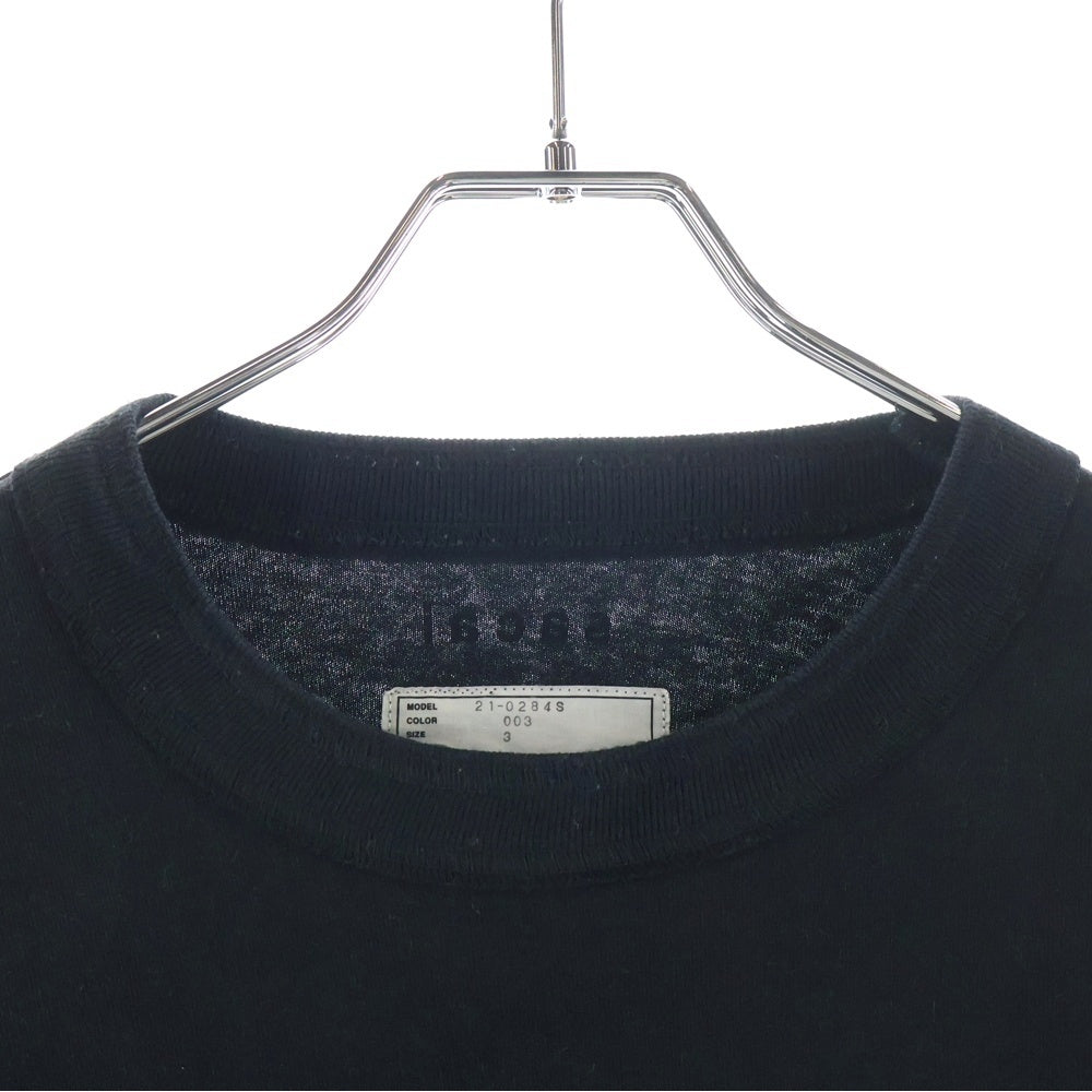 Sacai(サカイ) 21AW KAWS Embroidery L/S T-Shirt カウズ ロゴ刺繍 長袖Tシャツ ロンT ブラック 21-0284S