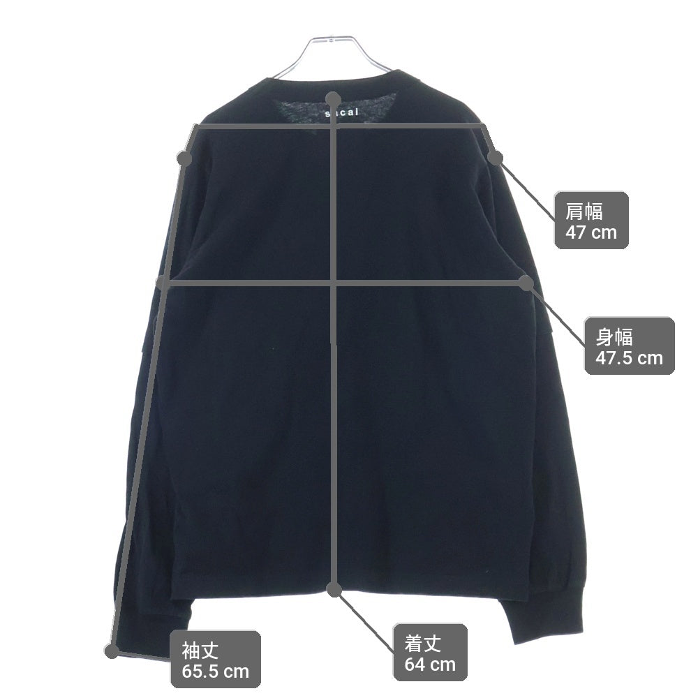 Sacai(サカイ) 21AW KAWS Embroidery L/S T-Shirt カウズ ロゴ刺繍 長袖Tシャツ ロンT ブラック 21-0284S