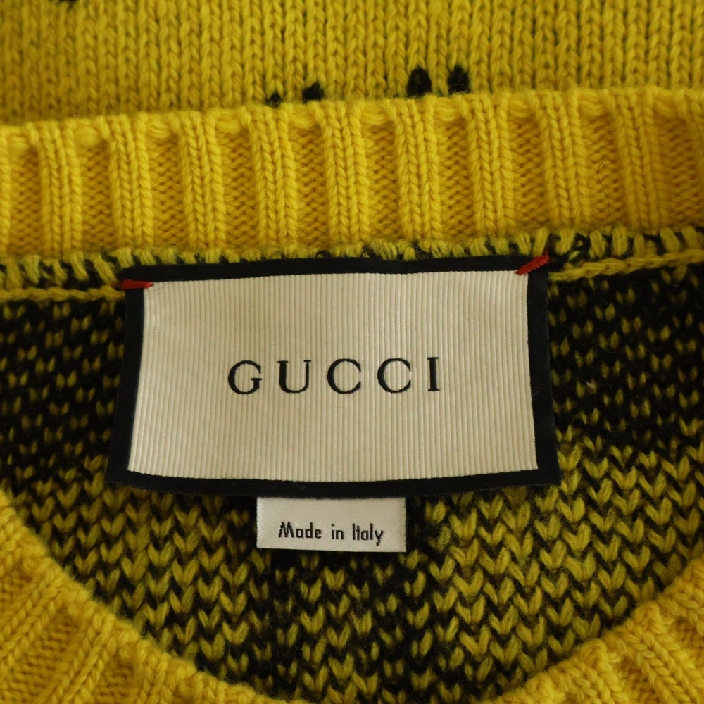 GUCCI(グッチ) Wool Knit Sweater クルーネックウールニットセーター イエロー 493648 X9E79