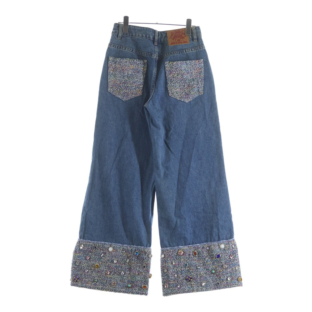 BIRTH OF ROYAL CHILD(バースオブロイヤルチャイルド) Tweed Patchwork Wide Jeans ツイードパッチワーク ワイドデニムパンツ インディゴ