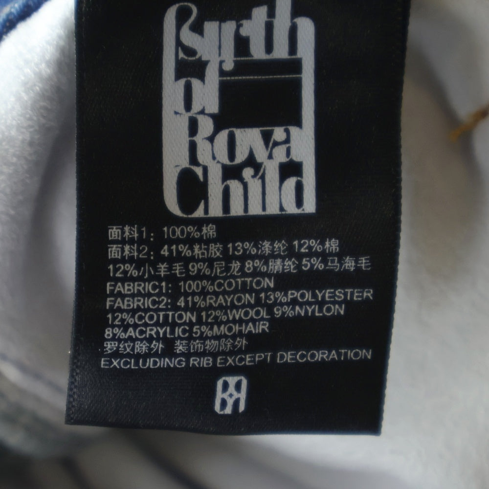 BIRTH OF ROYAL CHILD(バースオブロイヤルチャイルド) Tweed Patchwork Wide Jeans ツイードパッチワーク ワイドデニムパンツ インディゴ
