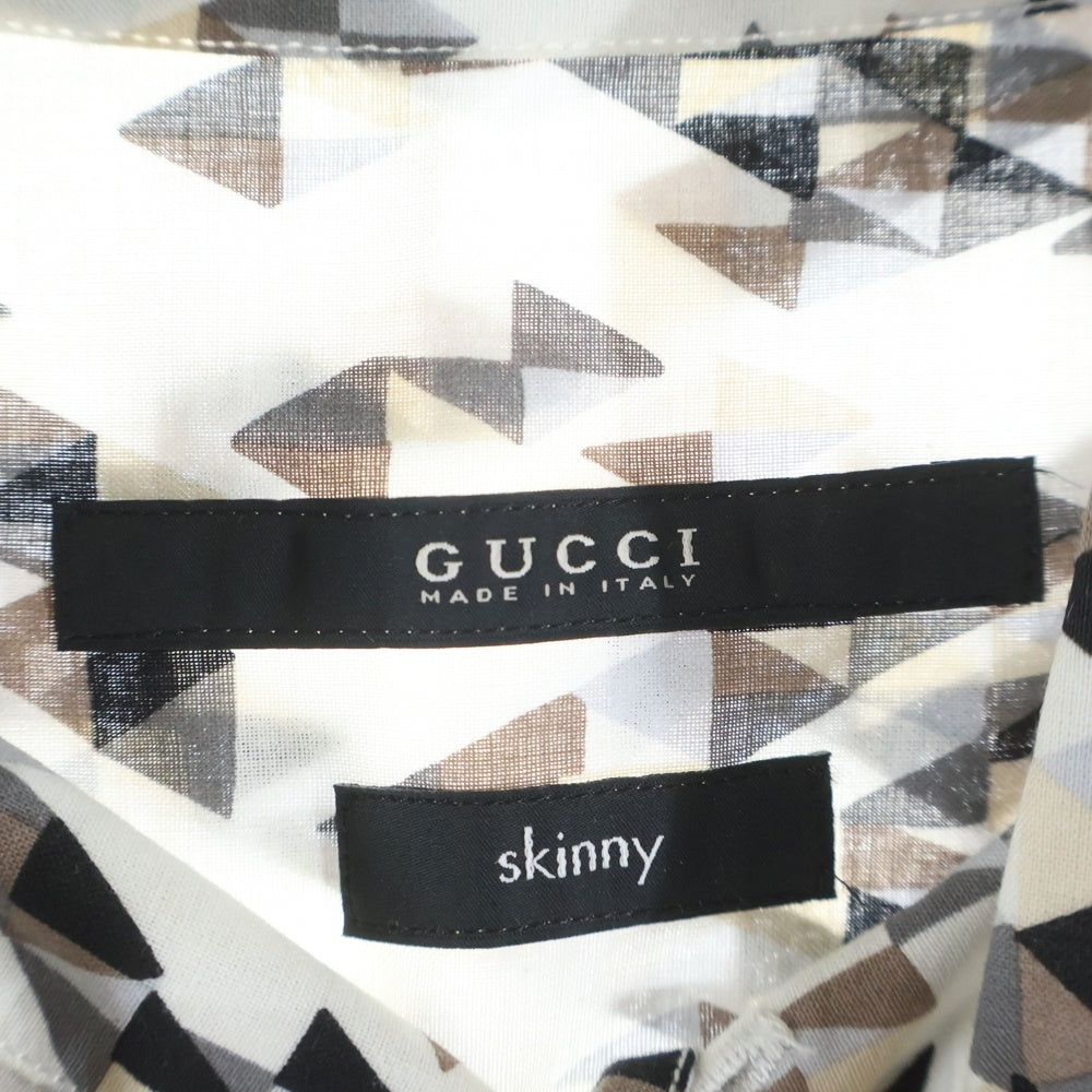 GUCCI(グッチ) Skinny Shirt 総柄半袖シャツ ホワイト 232148 Z3054