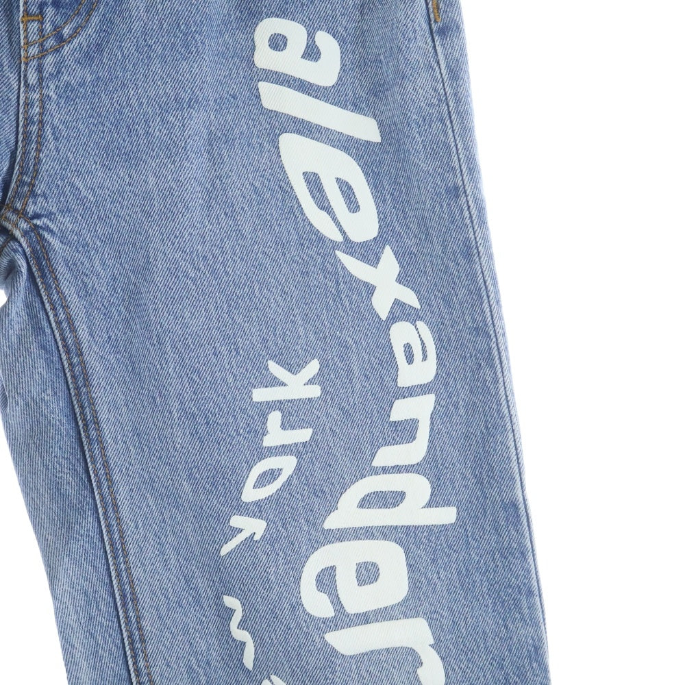 ALEXANDER WANG(アレキサンダーワン) Puff Logo Straight Leg Jean ストレートジーンズ デニムパンツ インディゴ