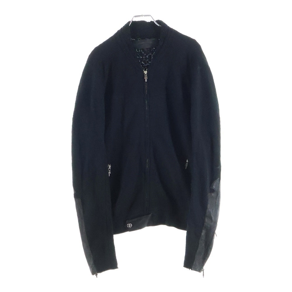 CHROME HEARTS(クロムハーツ) CASHMERE JACKET アームフレアニーレザー ダガージップ カシミヤニットジャケット ブラック
