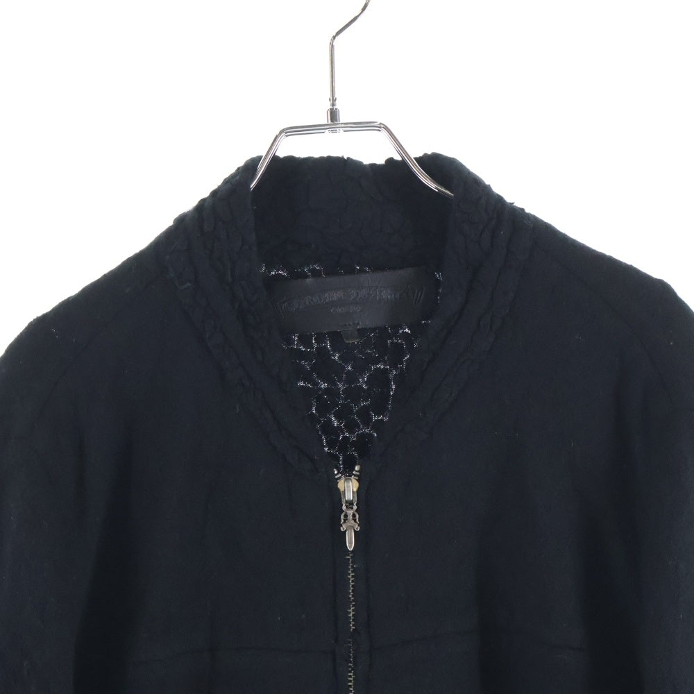 CHROME HEARTS(クロムハーツ) CASHMERE JACKET アームフレアニーレザー ダガージップ カシミヤニットジャケット ブラック