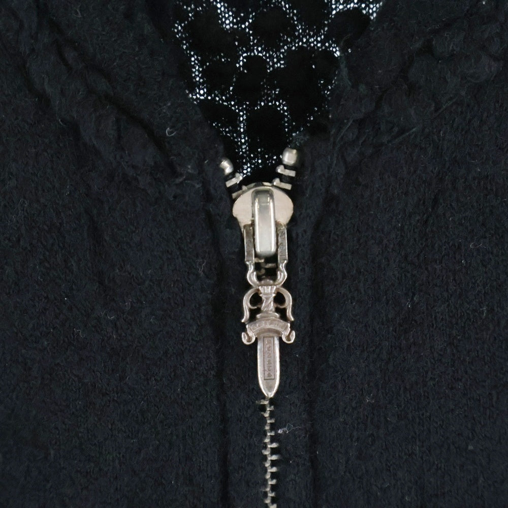 CHROME HEARTS(クロムハーツ) CASHMERE JACKET アームフレアニーレザー ダガージップ カシミヤニットジャケット ブラック