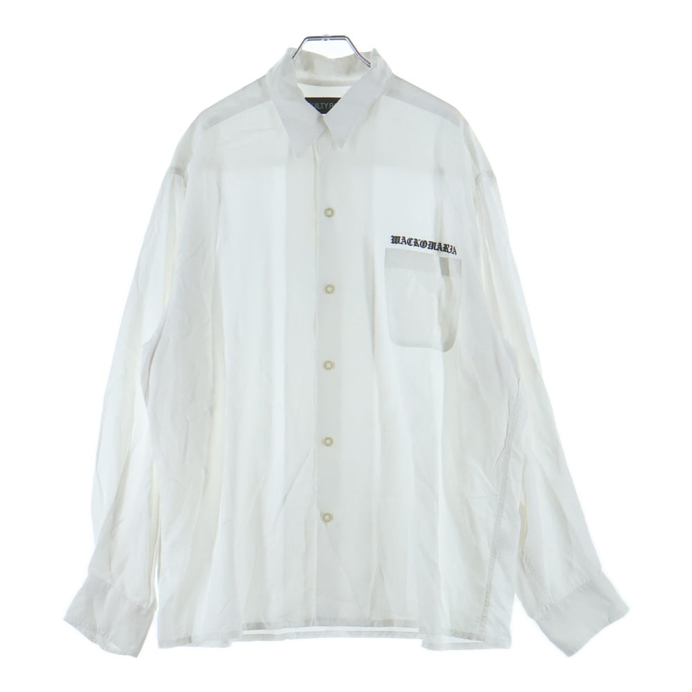 WACKO MARIA(ワコマリア) 50S OPEN COLLAR SHIRT ロゴ刺繍 オープンカラーシャツ 長袖開襟シャツ ホワイト