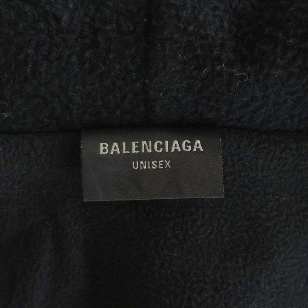 BALENCIAGA(バレンシアガ) OUTERWEAR ZIP-UP HOODIE 768694 TRVZ8 ア フリース ジップアップ バックロゴジャケット ブラック