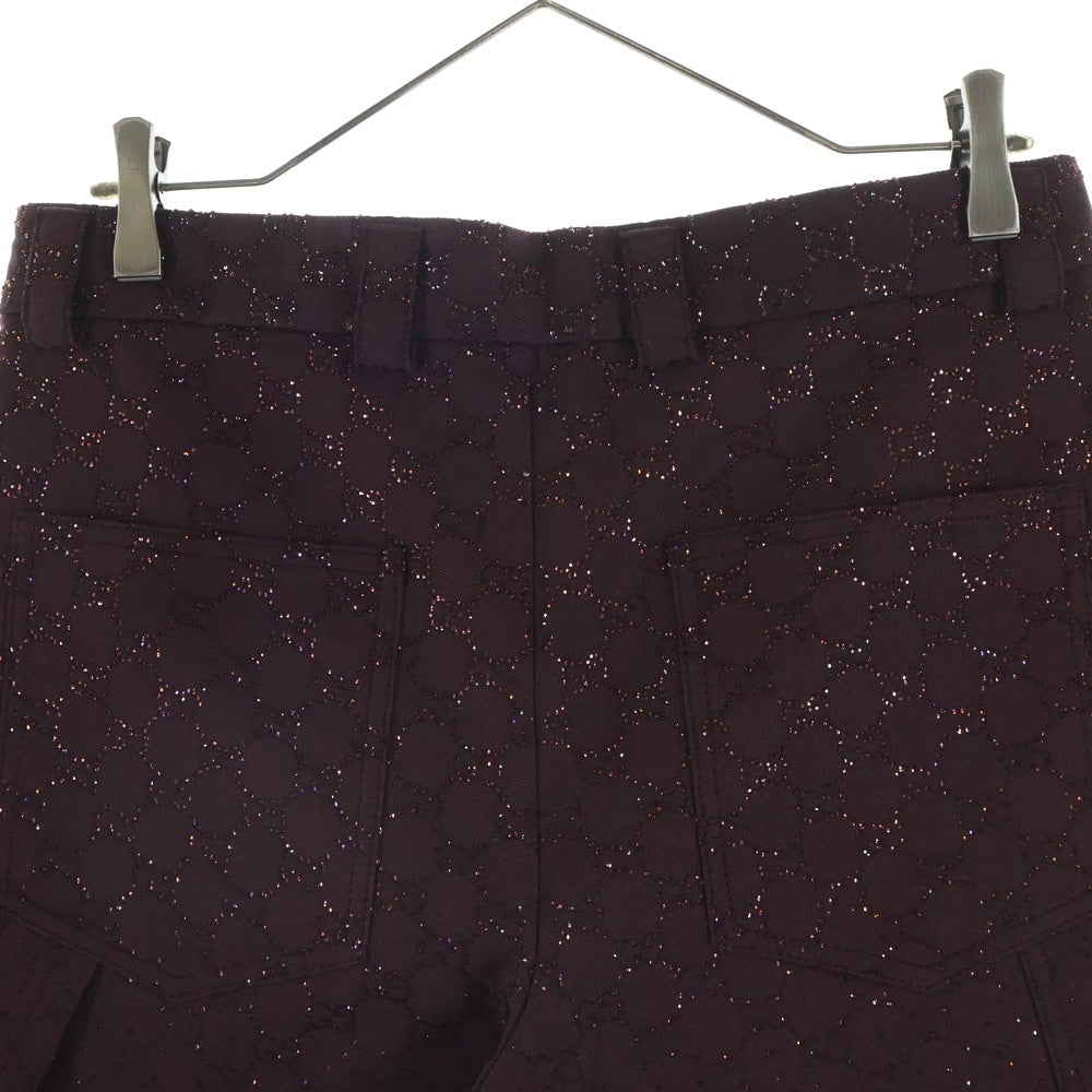 GUCCI(グッチ) Crystal GG Canvas Shorts ラインストーン装飾 GGキャンバス ショーツ ハーフパンツ バーガンディ 855092 ZKU09