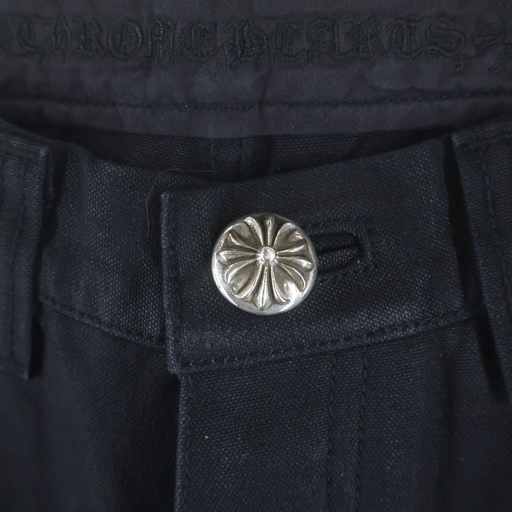 CHROME HEARTS(クロムハーツ) Cemetery Cross Leather Patch Cotton Cargo Pants セメタリー レザ クロスパッチ コットン カーゴパンツ ブラック