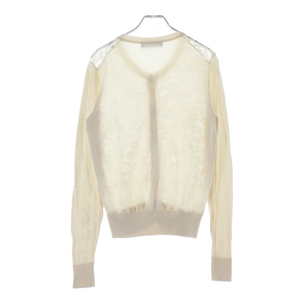 DOLCE & GABBANA(ドルチェアンドガッバーナ) FRONT-LACE KNIT CARDIGAN フローラルレース シアーカーディガン ホワイト レディース