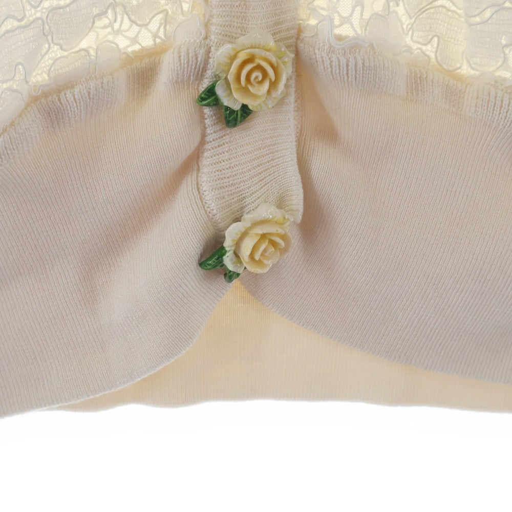 DOLCE & GABBANA(ドルチェアンドガッバーナ) FRONT-LACE KNIT CARDIGAN フローラルレース シアーカーディガン ホワイト レディース