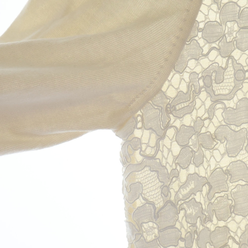 DOLCE & GABBANA(ドルチェアンドガッバーナ) FRONT-LACE KNIT CARDIGAN フローラルレース シアーカーディガン ホワイト レディース