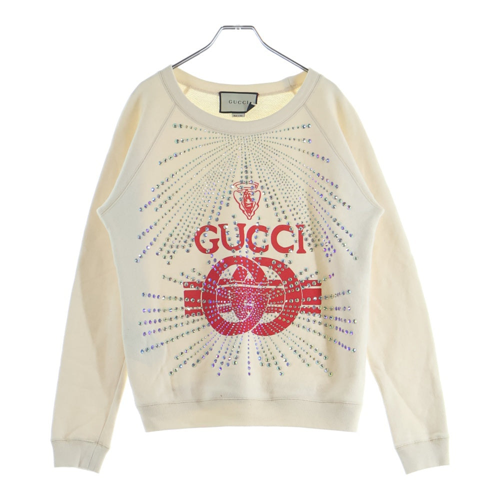 GUCCI(グッチ) Sweatshirt ラインストーン装飾 クルーネックスウェットトレーナー アイボリー 515013 X9S48