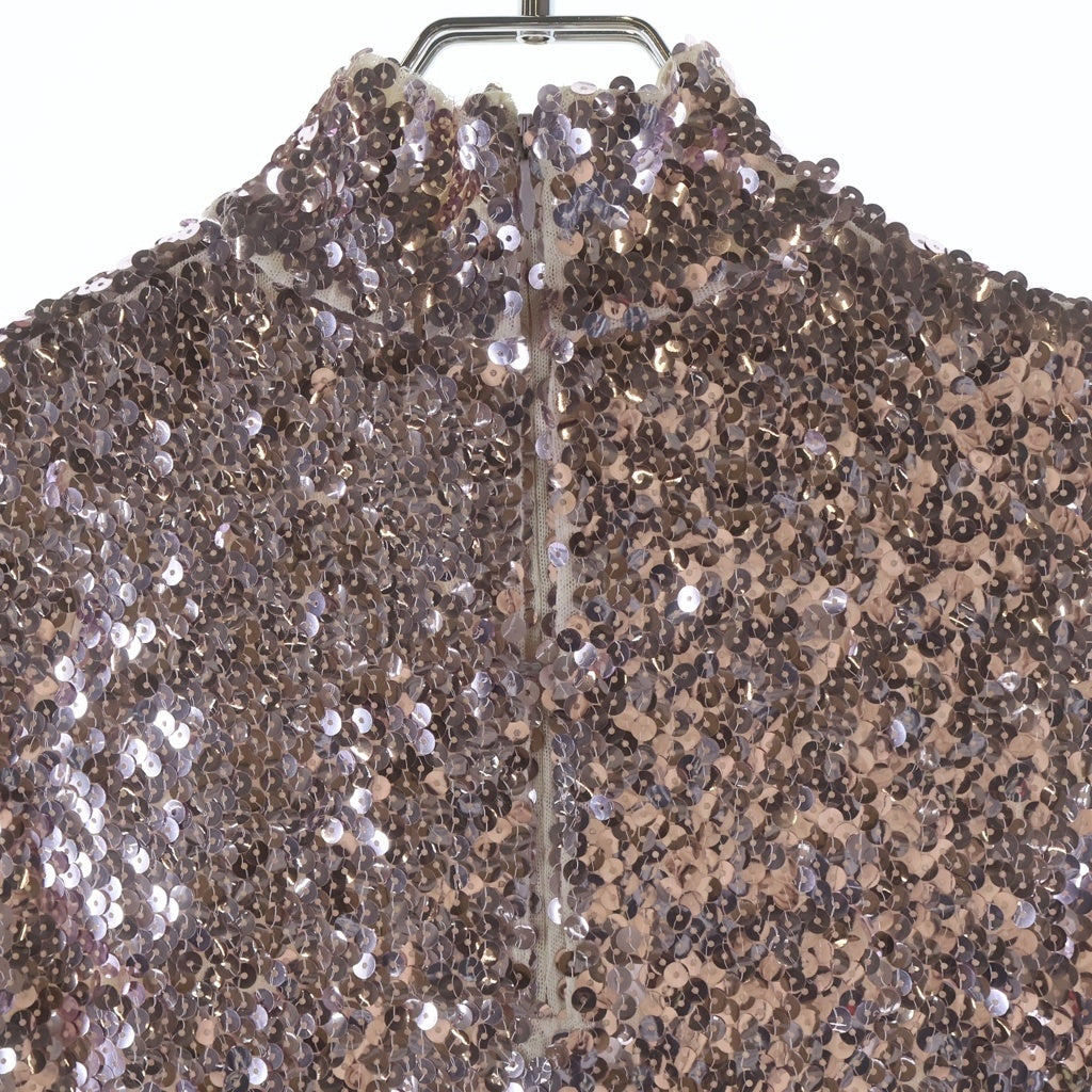 Christian Dior(クリスチャンディオール) 15AW Silver Sequin Shirt Dress スパンコール装飾 ノースリーブドレスシャツ ピンク レディース 5A21520W1915