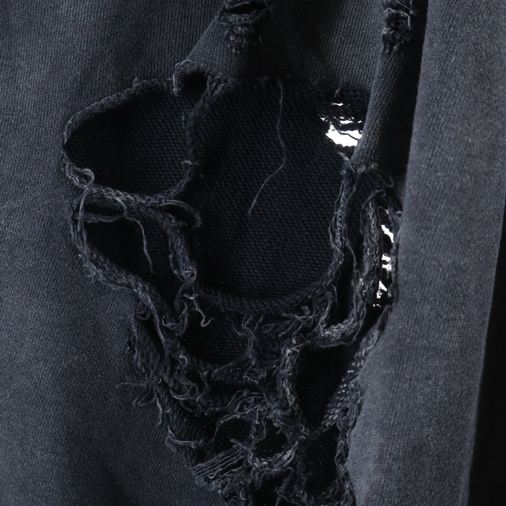 NO BRAND(ノーブランド) FR(13)NDS ダメージ加工 ワイドスウェットパンツ ブラック 24A-PTL035-RF