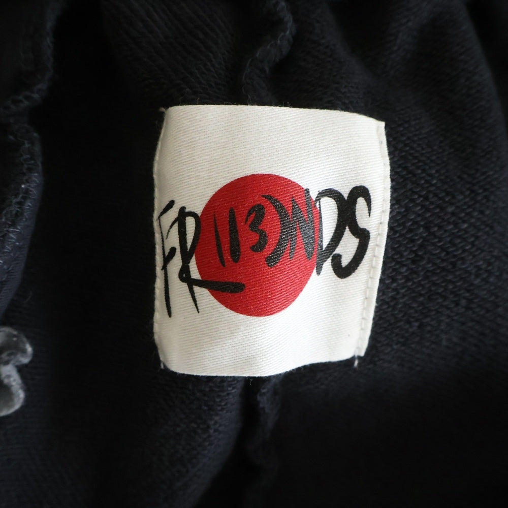 NO BRAND(ノーブランド) FR(13)NDS ダメージ加工 ワイドスウェットパンツ ブラック 24A-PTL035-RF