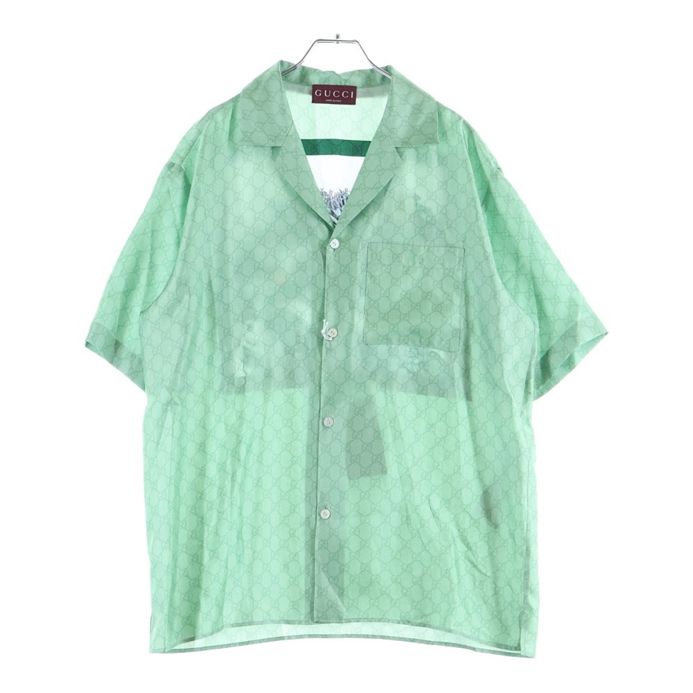 GUCCI(グッチ) Higuchi Yuko Silk Twill Shirt 日本限定 ヒグチユウコ 半袖シルクシャツ グリーン 864048 ZAUTR