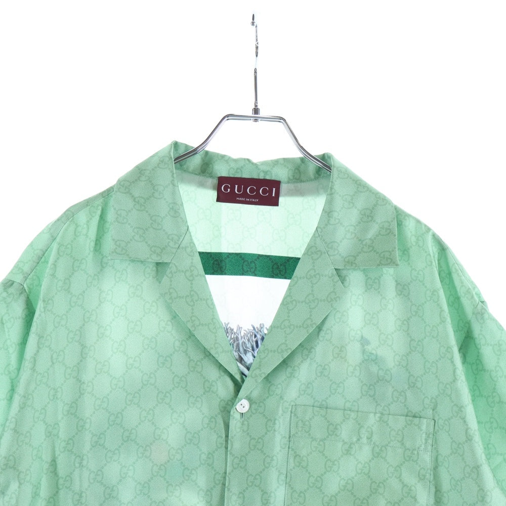GUCCI(グッチ) Higuchi Yuko Silk Twill Shirt 日本限定 ヒグチユウコ 半袖シルクシャツ グリーン 864048 ZAUTR