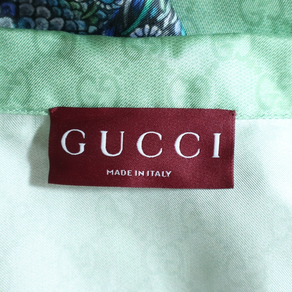 GUCCI(グッチ) Higuchi Yuko Silk Twill Shirt 日本限定 ヒグチユウコ 半袖シルクシャツ グリーン 864048 ZAUTR