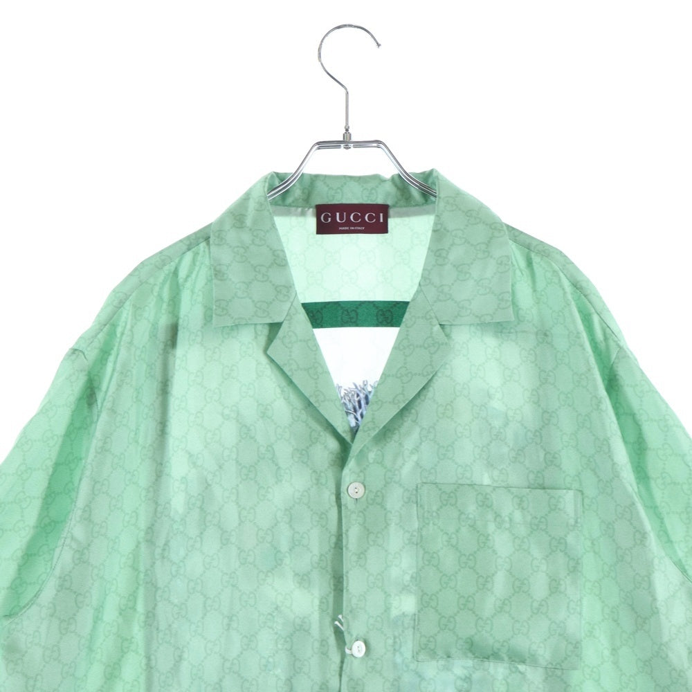GUCCI(グッチ) Higuchi Yuko Silk Twill Shirt 日本限定 ヒグチユウコ 半袖シルクシャツ グリーン 864048 ZAUTR