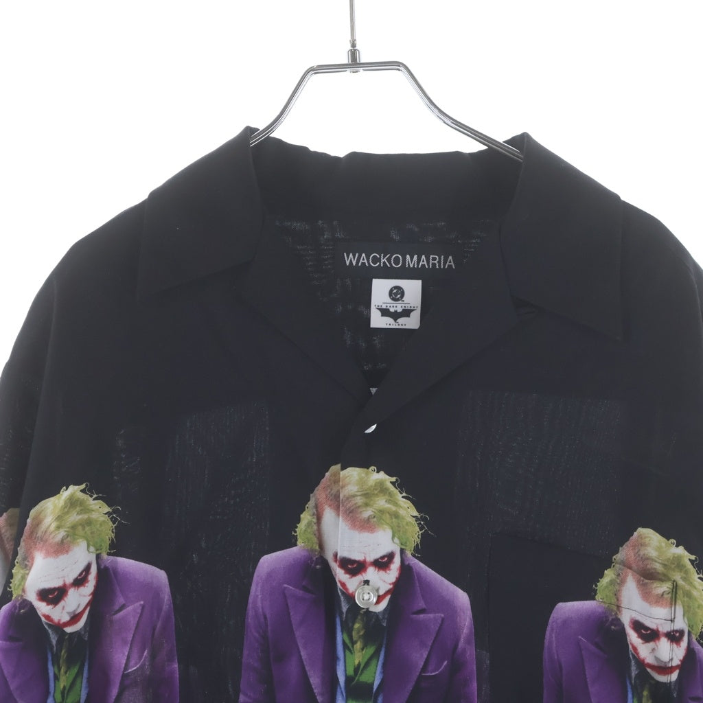 WACKO MARIA(ワコマリア) 25AW ×THE DARK KNIGHT TRILOGY L/S HAWAIIAN SHIRT TYPE-1 TDKT-WM-HI06 ダークナイト・トリロジー ジョーカー総柄プリント 長袖ハワイアンシャツ ブラック