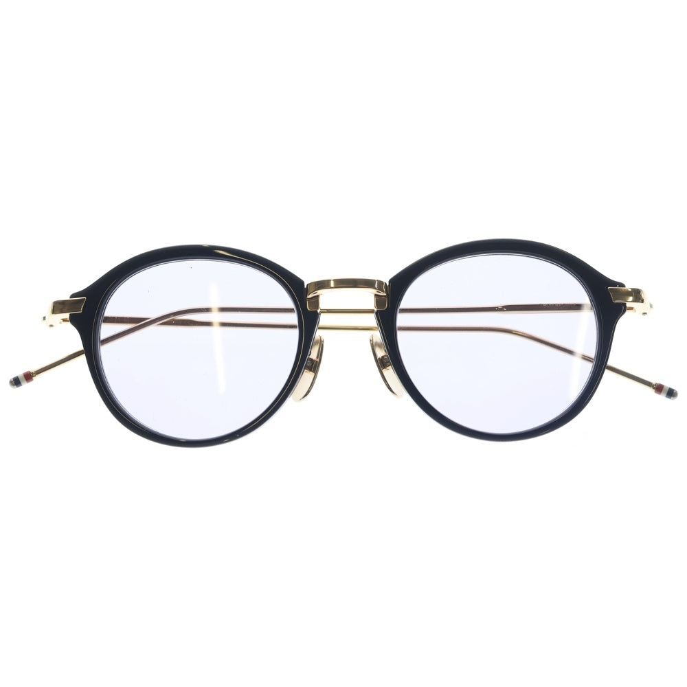 THOM BROWNE(トムブラウン) ウェリントン型 K12テンプル カラーサングラス 眼鏡 アイウェア ブラック/ゴールド TB-011A-46