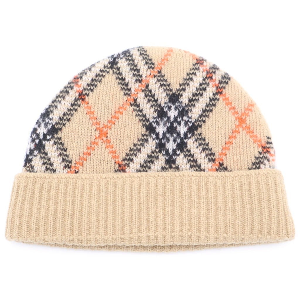 BURBERRY(バーバリー) チェック カシミヤビーニー 帽子 ニット帽 8098886 ベージュ