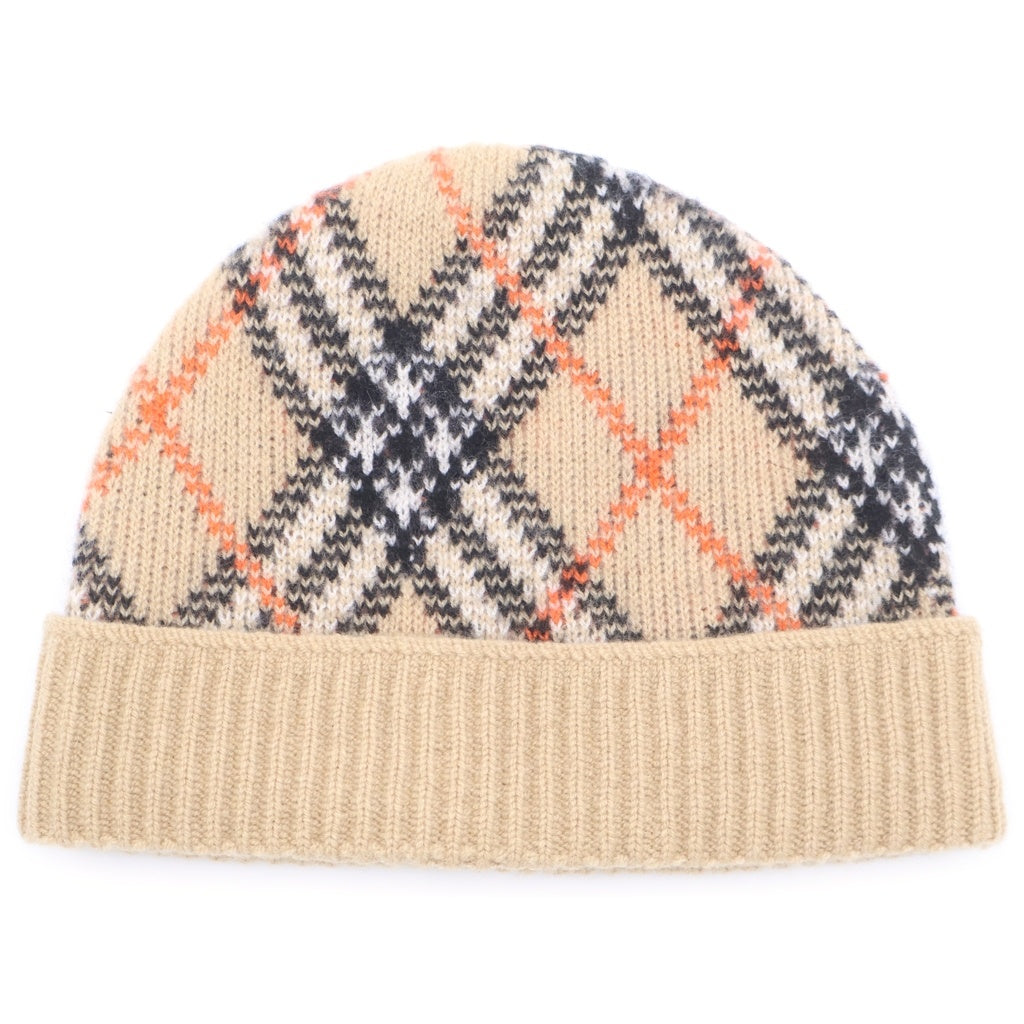 BURBERRY(バーバリー) チェック カシミヤビーニー 帽子 ニット帽 8098886 ベージュ