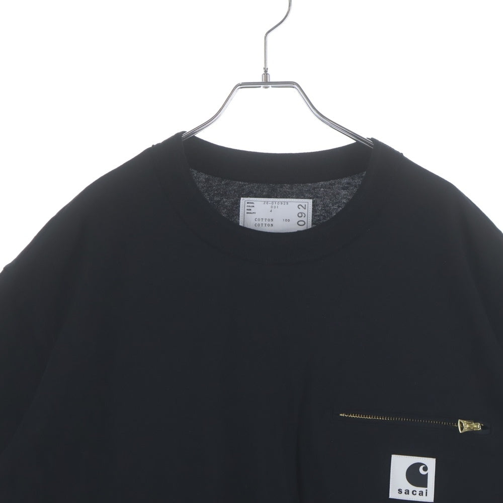 Sacai(サカイ) 26SS ×Carhartt WIP T-Shirt カーハート 半袖Tシャツ ブラック 26-01092S