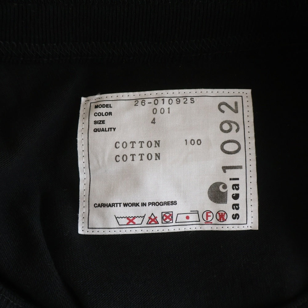 Sacai(サカイ) 26SS ×Carhartt WIP T-Shirt カーハート 半袖Tシャツ ブラック 26-01092S
